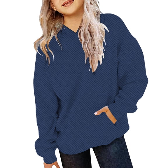 KAUOD Teen Girls Ribbed Hoodies Cotton Cute Trendy Oversized Pullover Sweatshirts Clothes Kids Fall Casual Hoodies Tops