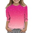 thumbnail image 1 of KAUOD Teen Girls Sequins Shirt 3/7 Sleeve Crew Neck Soft Tshirts Clothes Kids Lightweight Fit Cotton Pullover Tops Outfits, 1 of 5