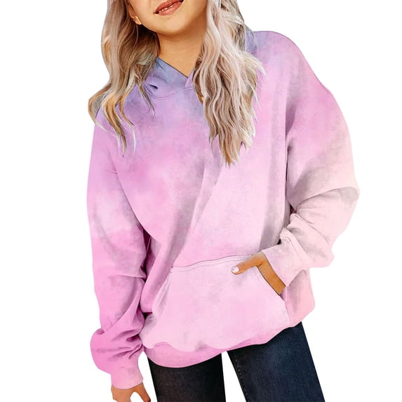 KAUOD Teen Girls Tie Dye Cute Hoodies Cotton Fleece Warm Pullover Sweatshirts Tween Kids Long Sleeve Hoodie with Pockets