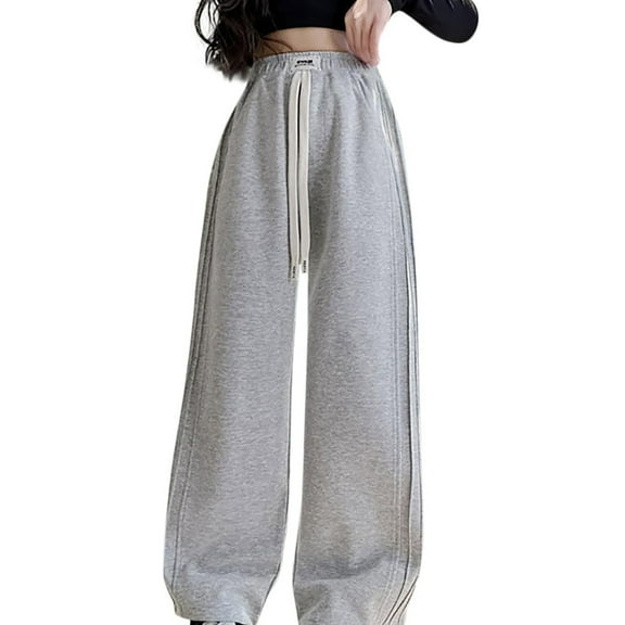 KAUOD Teen Girls Wide Leg Sweatpants Straight High Waist Baggy Joggers Pants Kids Fleece Warm Running Sport Pants with Pockets