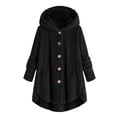thumbnail image 1 of KAUOD Teen Kids Fuzzy Long Pockets Hoodie Sweatshirts Button Front Fleece Plush Soft Jackets Boys Girls Plain Hooded Coats, 1 of 3