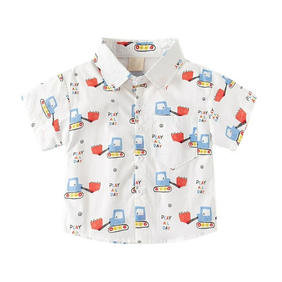 KAUOD Toddler Baby Boys Button Down Short Sleeve Shirts Casual Summer Beach Lapel Collar Top Shirts Summer Vintage Clothes