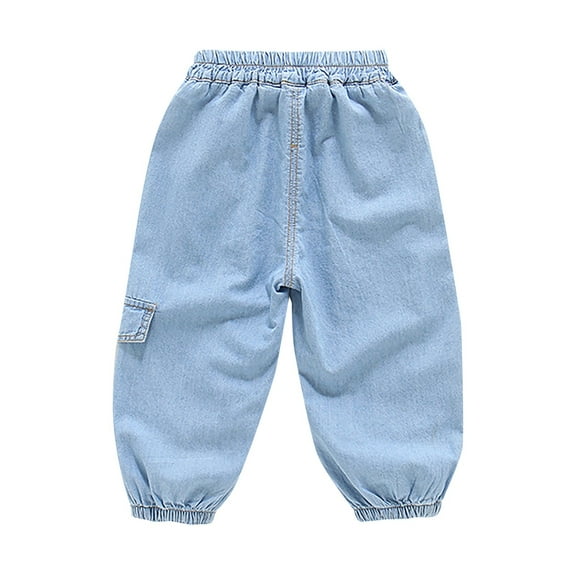 KAUOD Toddler Baby Boys Jeans Vintage Elastic Waist Harem Denim Pants Straight Pull on Fall Casual Denim Trousers with Pockets