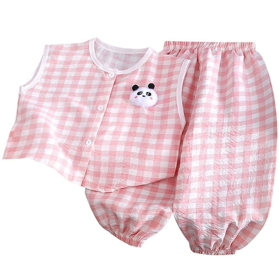 KAUOD Toddler Baby Boys Plaid Tank Top Pants Sets Sleeveless Crew Neck Cute Undershirts Jogger Long Pants Summer Outfits