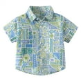thumbnail image 1 of KAUOD Toddler Baby Boys Summer Shirts Standing Collar Short Sleeves Button Down Shirt Little Kids Hawaii Beach Tops, 1 of 4