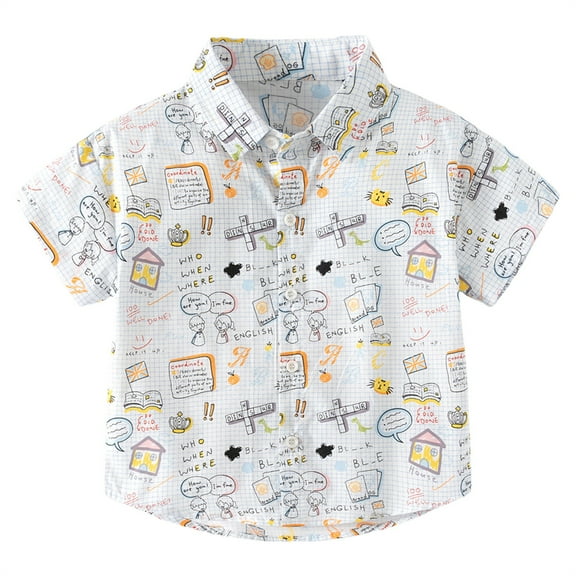 KAUOD Toddler Baby Boys Summer Shirts Standing Collar Short Sleeves Button Down Shirt Little Kids Hawaii Beach Tops