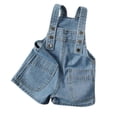 thumbnail image 1 of KAUOD Toddler Baby Denim Overall Shorts Adjustable Strap Sleeveless Shortall Wide Leg Jean Romper Pocket Short Jumpsuit, 1 of 6