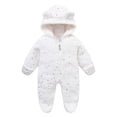 thumbnail image 1 of KAUOD Toddler Baby Fleece Snowsuit Jumpsuits Cute Star Side Zipper Hooded Romper Fuzzy Padded Warm Winter Bodysuits Outfits, 1 of 6