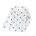 thumbnail image 1 of KAUOD Toddler Baby Girls Crewneck Shirts Long Sleeve Basic Layering T-Shirt Cotton Ruffle Heart Print Blouse Kids Fall Top, 1 of 3