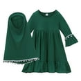 thumbnail image 1 of KAUOD Toddler Baby Girls Prayer Dress Cute Muslim Clothes for Toddler Kids Long Sleeve Abaya with Hijab 2 Piece Set, 1 of 9