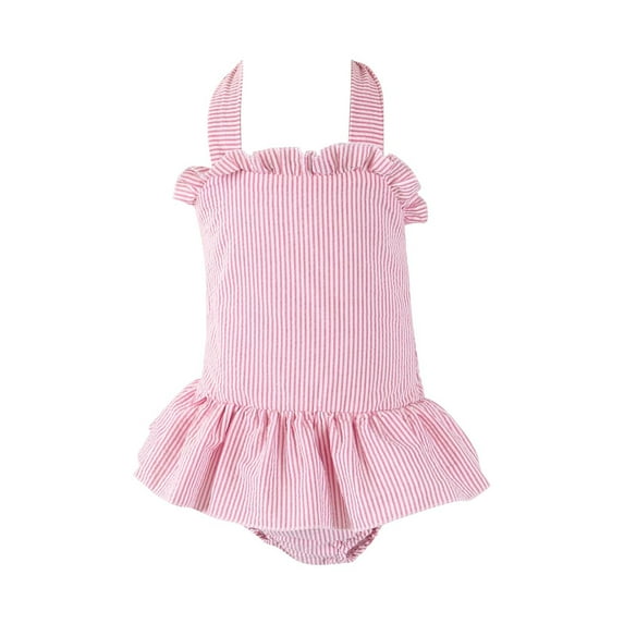 KAUOD Toddler Baby Girls Solid Ruffles One Piece Swimsuit Sleeveless Square Neck Beach Swim Cover up 𝐔𝐏𝐅 50+ Swimwear