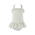 thumbnail image 1 of KAUOD Toddler Baby Girls Solid Ruffles One Piece Swimsuit Sleeveless Square Neck Beach Swim Cover up 𝐔𝐏𝐅 50+ Swimwear, 1 of 9