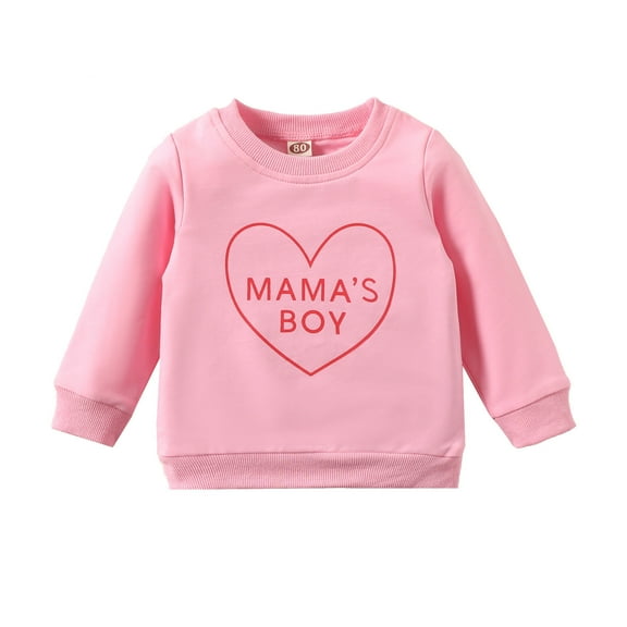 KAUOD Toddler Baby MAMA'S BOY Letter Print Sweatshirt Boys Girls Long Sleeve Oversized Crewneck Pullover Tops Shirts
