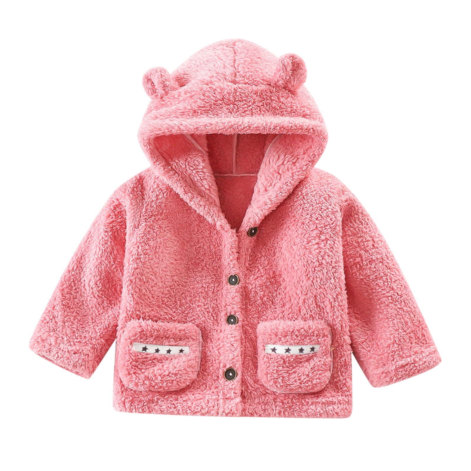 Kids Racing Jacket KAUOD Toddler Bear Ear Sherpa Jacket Baby Hooded Button Up Kids Warm ...