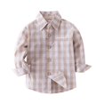 thumbnail image 1 of KAUOD Toddler Boys Button-Down Plaid Shirts Long Sleeve Cotton Collar Fall Shirts Loose Lightweight Casual Tops for Kids, 1 of 3