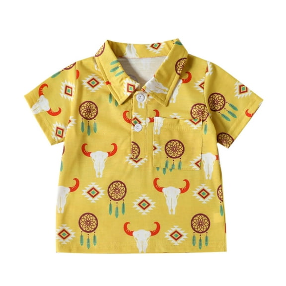 KAUOD Toddler Boys Cow Prints Polo TShirt Youth Animals Tops Summer Crew Neck Suits Cotton Athletic Blouse Kids School Wear