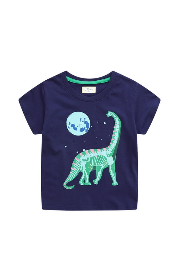 Toddler Boys Dinosaur Prints Polo TShirt Short Sleeved Cute Luminous Tops Summer Undershirts Cotton Athletic Blouse