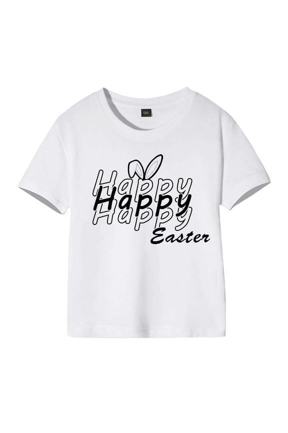 Toddler Boys Girls Easter Shirts Kids Happy Easter Graphic T-Shirt Cute Casual Crewneck Short Sleeve Cotton Tops