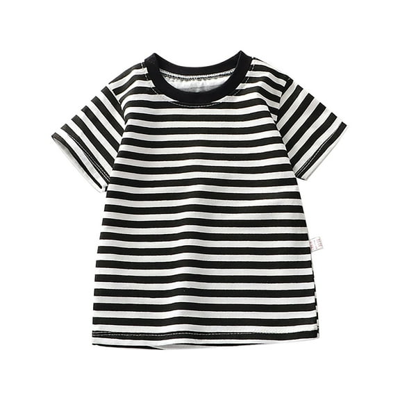 KAUOD Toddler Boys Girls Short Sleeve Striped T-Shirt Crewneck Summer Tee Shirts Baby Kids Basic Cotton Casual Tops Clothes