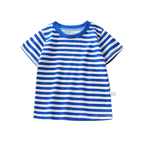 KAUOD Toddler Boys Girls Short Sleeve Striped T-Shirt Crewneck Summer Tee Shirts Baby Kids Basic Cotton Casual Tops Clothes