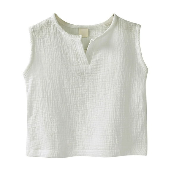 KAUOD Toddler Boys Girls Solid Color Sleeveless Undershirt Cotton Soft Vest Tank Tops Unisex Daily Crop Top T-Shirts