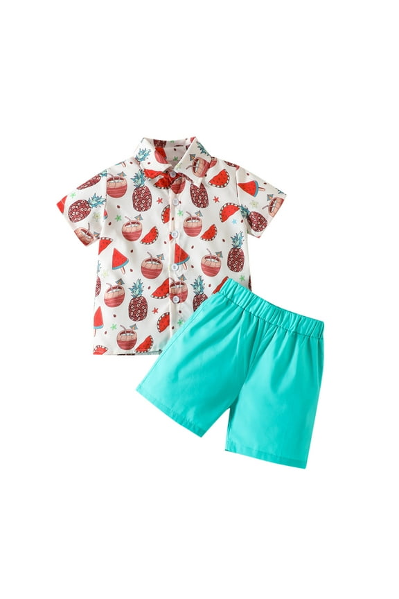Toddler Boys Summer Clothes Short Sleeve Pineapple Prints T Shirt Tops Shorts Set Child Kids Gentleman Outfits 2t Boys