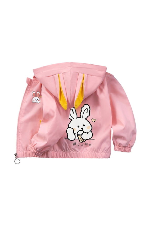 Toddler Cute Bunny Jackets Open Front Zip up Hoodie Coats with Pockets Baby Boys Girls Lightweight Outwear School Tops
