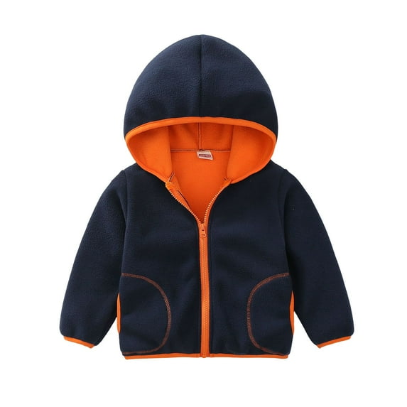 KAUOD Toddler Fleece Hoodies Coats Zip up Thick Warm Hooded Jackets Outwear Baby Boys Plain Soft Winter Jackets Tops