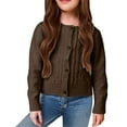 thumbnail image 1 of KAUOD Toddler Girls Button Cardigan Sweater Ribbed Knit Long Sleeve Open Front Sweater Clothes Kids Soft Cotton Tops, 1 of 5
