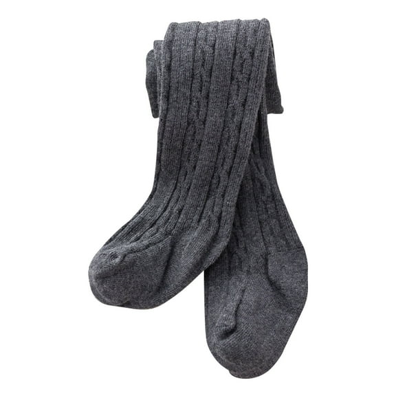 KAUOD Toddler Girls Cable Knit Stocking Tights Fleece Warm Footed Pantyhose Leggings Kids Stretchy Ballet Dance Tights