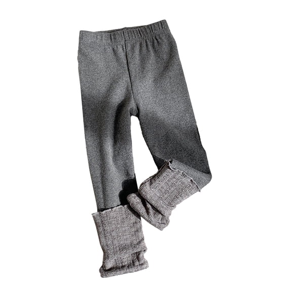 KAUOD Toddler Girls Cotton Leggings Winter Thermal Ankle Length Stretchy Tights Pants Kids Plain School Fleece Warm Leggings