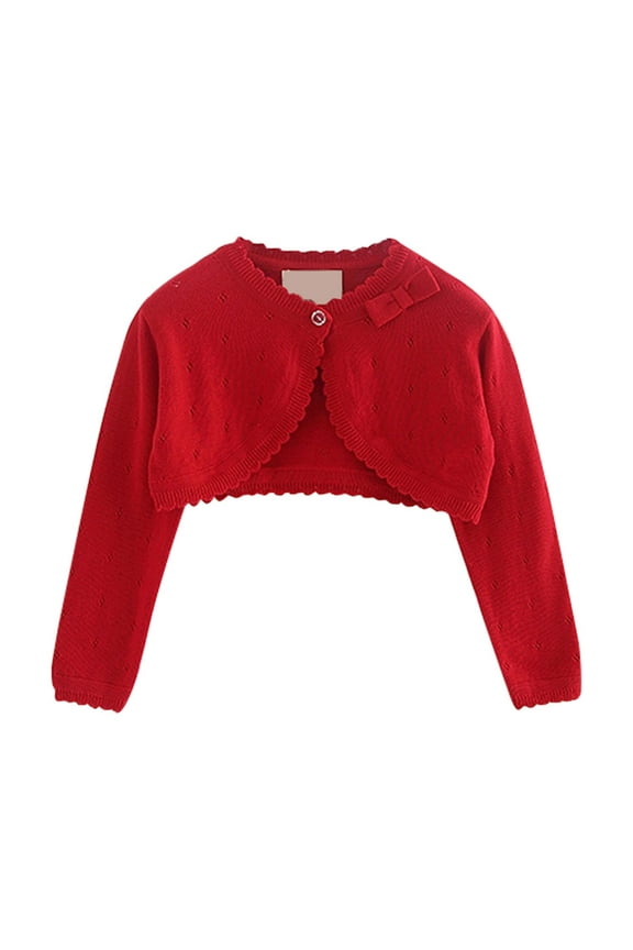 Toddler Girls Cropped Cardigan Long Sleeve Plain Open Front Short Sweater Kids Baby Fall Casual Coats Tops Clothes