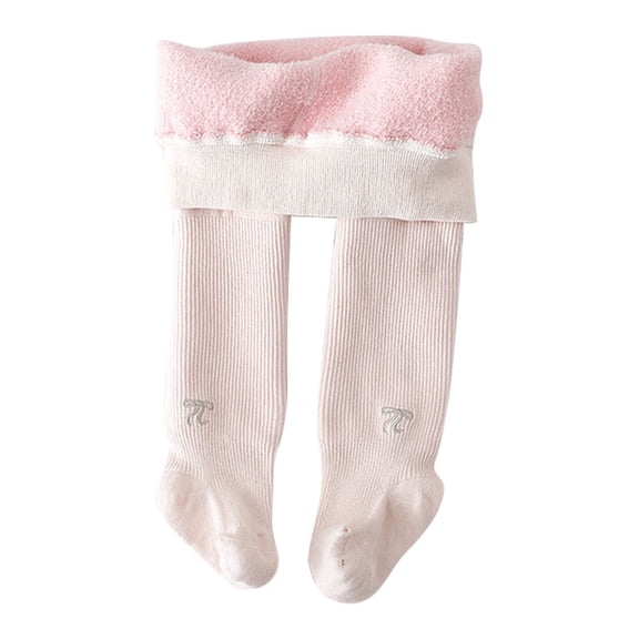 KAUOD Toddler Girls Fleece Lined Tights Cute Bow Winter Thermal Footed Leggings Kids Ribbed Knit Opaque Pantyhose Pants