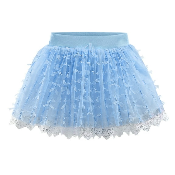 KAUOD Toddler Girls Lace Tulle Tutu Skirts Tiered Mesh Breathable Cute Ruffles Smocked Tutus Skirts Pleated Lace Ballet Dress