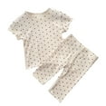 thumbnail image 1 of KAUOD Toddler Girls Polka Dot Summer Outfits Soft Short Sleeve Shirt Pants Set Lightweight Trendy Casual Comfy Clothes, 1 of 4