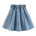thumbnail image 1 of KAUOD Toddler Girls Ruffles Jeans Skirts Elastic Waist Summer Vintage Denim Skirts Casual Wide Leg Baby Girls Pleated Dress, 1 of 6