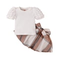thumbnail image 1 of KAUOD Toddler Girls Short Sleeve Ribbed T Shirt Tops Plaid Skirt Outfits Easter Outfit 4t, 1 of 7