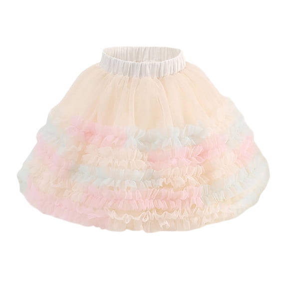 KAUOD Toddler Girls Tiered Tutu Skirts Mesh Tulle Pleated Ballet Dance Princess Skirts Kids Plain Birthday Party Short Dress