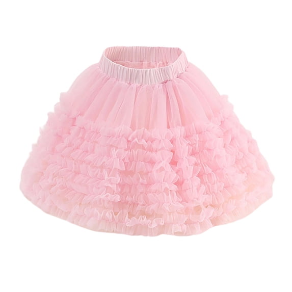 KAUOD Toddler Girls Tiered Tutu Skirts Mesh Tulle Pleated Ballet Dance Princess Skirts Kids Plain Birthday Party Short Dress