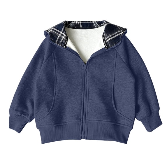 KAUOD Toddler Girls Zip Up Hoodies Cute Plaid Full-Zip Hooded Sweatshirts Kids Casual Spring Fall Sweatshirt Jackets with Pockets