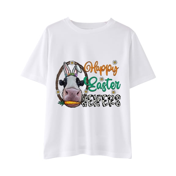 KAUOD Toddler Kids Easter Day T Shirts Funny Graphic Tees for Kids Boys Short Sleeve Crewneck Pullover Top Easter Clothes