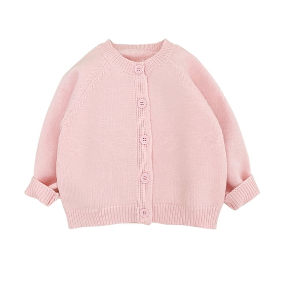 KAUOD Toddler Knit Cardigan Long Sleeve Button Front Sweaters Clothes Plain Soft Cotton Fall Casual Coats Sweater for Kids