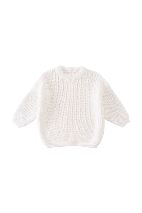 Toddler Knit Pullover Sweater Ribbed Crochet Stretchy Crew Neck Sweatshirt Clothes Baby Boys Plain Warm Sweater