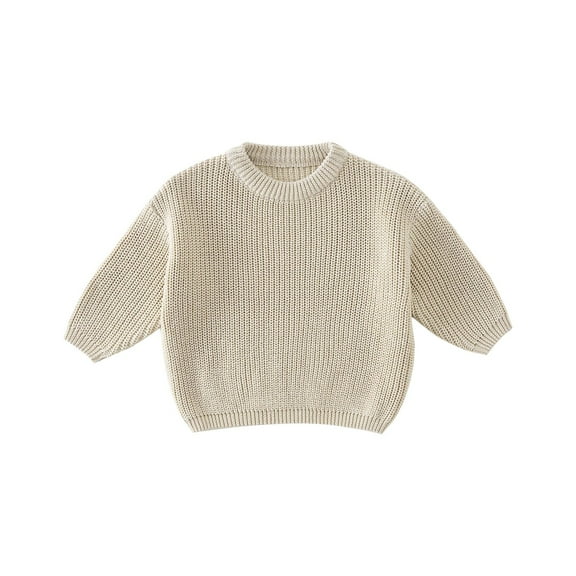 KAUOD Toddler Knit Pullover Sweater Ribbed Crochet Stretchy Crew Neck Sweatshirt Clothes Baby Boys Plain Warm Sweater