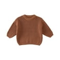thumbnail image 1 of KAUOD Toddler Knit Pullover Sweater Ribbed Crochet Stretchy Crew Neck Sweatshirt Clothes Baby Boys Plain Warm Sweater, 1 of 7