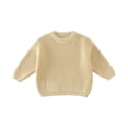 thumbnail image 1 of KAUOD Toddler Knit Pullover Sweater Ribbed Crochet Stretchy Crew Neck Sweatshirt Clothes Baby Boys Plain Warm Sweater, 1 of 9