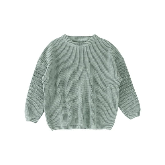 KAUOD Toddler Knit Sweater Plain Long Sleeve Pullover Sweater Clothes Baby Boys Girls Crew Neck Soft Ribbed Crochet Tops