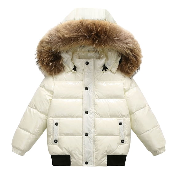 KAUOD Toddler Leather Parka Coats Winter Padded Waterproof Puffer Jackets Kids Boys Quilted Insulated down Outwear Clothes