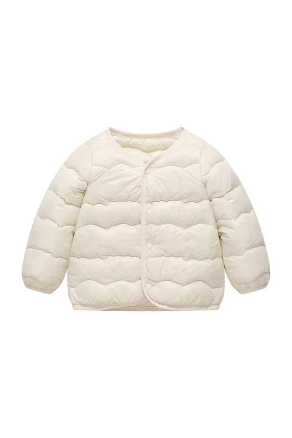Toddler Quilted Down Jackets Lightweight Warm Winter Outwear Baby Girls Snap Buttons Puffer Coats Padded Outwear