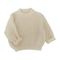 thumbnail image 1 of KAUOD Toddler Ribbed Knit Sweater Soft Stretchy Crochet Pullover Sweater Kids Boys Crew Neck Plain Sweatshirts Clothes, 1 of 7